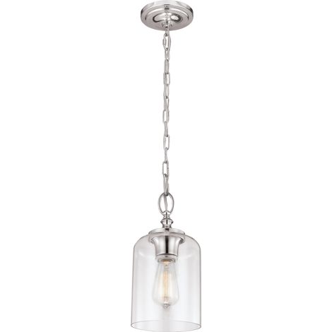 Elstead Hounslow - Mini suspension à 1 ampoule au plafond, nickel poli, E27 (1/5)