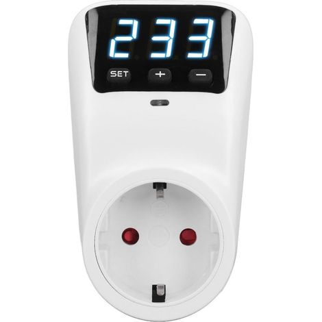 Protecteur de tension 16 A / 3680 W — Prise de protection contre les surtensions avec affichage numérique pour appareils électroménagers, réfrigérateurs et climatiseurs (Prise européenne 230 V) (1/5)