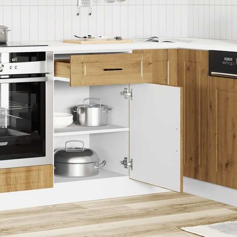 Armoire de Cuisine en Bois Massif Chêne, Meuble de Rangement Style Rustique avec Portes et Étagères Réglables, Robuste et Durable pour Cuisines Modernes et Campagnardes (1/5)