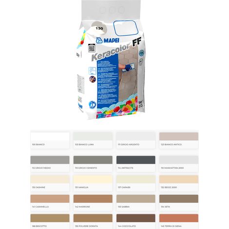 MAPEI Keracolor FF Fuga Stucco per Fughe per Pavimenti in Colori Vari da 5 Kg - Colore: 133 FF SABBIA