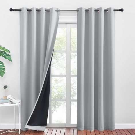 Set di 2 tende termiche oscuranti per camera da letto, 150 x 260 cm, grigio chiaro (1/5)