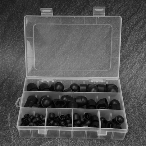 145 Stück/Box PE-Hutmuttern-Set M4 M5 M6 M8 M10 M12 Sechskantmutternkappen-Befestigungselemente (1/5)