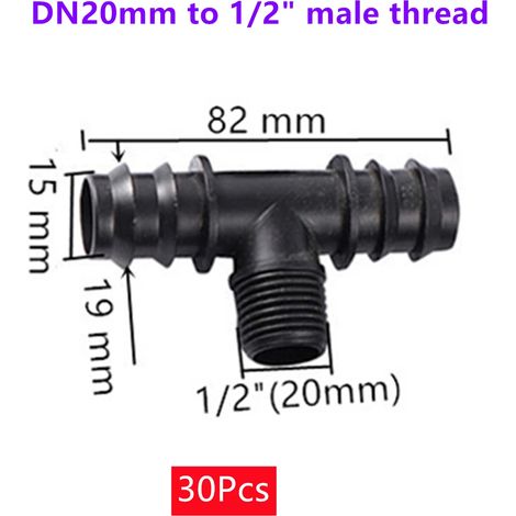 (30 raccords en T DN20 mm) Arroseur escamotable à impulsion rétractable, tête d'arrosage anti-oiseaux, irrigation de jardin, grand débit d'eau, entrée d'arrosage à bascule (1/5)