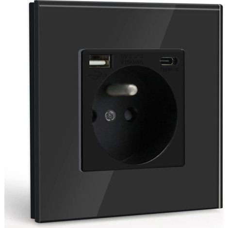 USB- und Typ-C-Wandsteckdose – 2,1 A Schnellladung – Seitenwand aus gehärtetem Glas – Schutz vor elektrischen Schlägen – 250 V, 16 A (1/5)