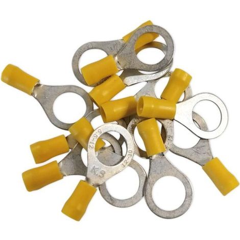 12-polige gelbe Ringkabelschuhe, Packung mit 25 Stück (1/2)