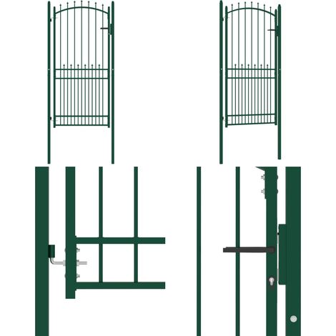Zauntor mit Spitzen Stahl 100x200 cm Grün - Gartentor - Zaun - Stahltür - Sicherheitstor - Gartenzaun - Home & Living (1/5)