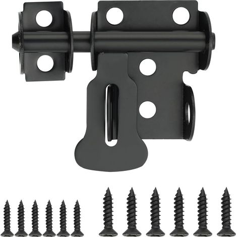 Verrous Loquet Porte Extérieur, 6.6x4.6 CM, Verrou Porte Loquet Pratique Durable, Verrou Porte Interieure en Acier Inoxydable, Loquet Porte Coulissante Pour Portes, Fenêtres, Clôtures, Noir (1/5)