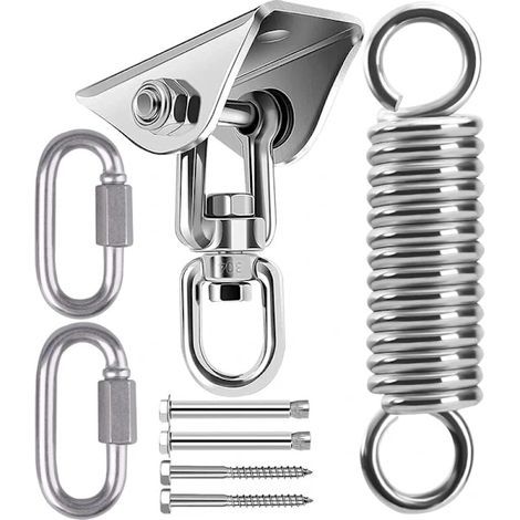 Filiyano – Kit de suspension pour fauteuil suspendu, hamac et hamac avec ressorts et crochets en acier inoxydable, rotation à 360°, supportant jusqu'à (1/4)