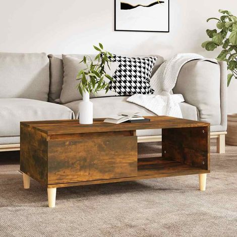 Table basse Table d'appoint pour Salon Chambre - Chêne fumé 90x50x36,5 cm Bois d'ingénierie BV274474 - BonneVie (1/5)