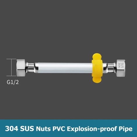 Tuyau d'arrivée d'eau en PVC (60 cm), raccord eau chaude/eau froide, usage domestique