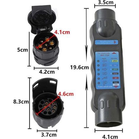 Testeur Prise Remorque Feux Circuit De Câblage Outils Diagnostic (Testeur Remorque 7 Broches + 2 x Convertisseur 7 13) (1/3)