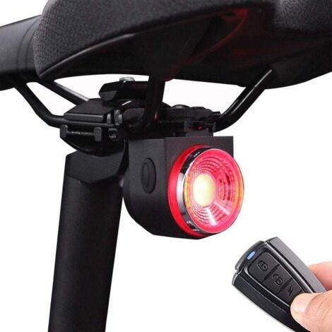 Alarme de vélo antivol intelligente, feu arrière de vélo rechargeable, klaxon électrique d'avertissement, localisateur de vélo avec télécommande, accessoires de vélo de montagne/ville électriques étan (1/4)