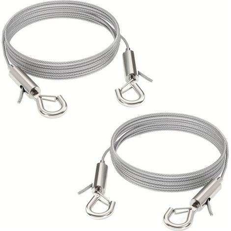 Fil de fer réglable pour miroirs, lampes, panneaux d'affichage, etc., capacité de charge 30 kg, 2 pièces, 2 m x 1,5 mm (1/4)