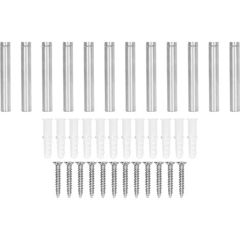 Kit de 12 vis d'entretoise en acier inoxydable 12 x 80 mm pour la fixation de panneaux publicitaires sur verre, idéal pour une utilisation domestique. (1/5)