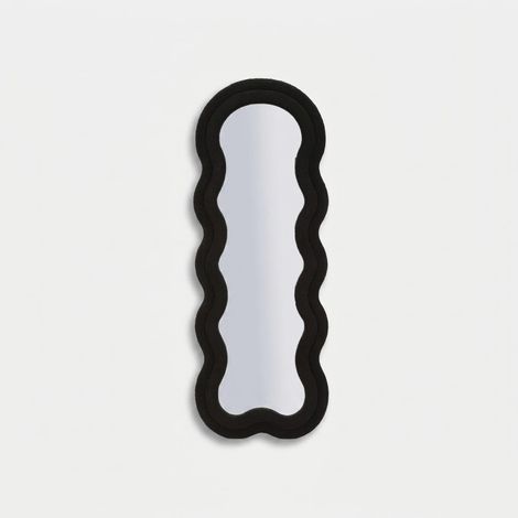 Espejo de pared con forma y marco bouclé Teddy - Negro (1/5)