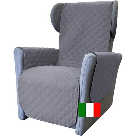 Chair Cover with Armrests and Seat 55 cm Waterproof Reversible Non-Slip Relaxation Anti-Stain Anti-Scratch Dogs Cats Modern Grey (1/5)