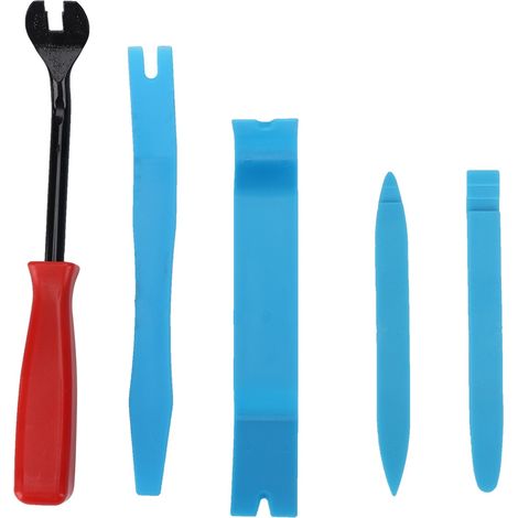 Kit de 5 outils polyvalents pour dépose de garnitures de portière, panneaux de carrosserie et tableau de bord de voiture, pour installation audio. (1/5)