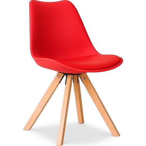 Silla Ursa Rojo Mate Asiento Acolchado Piel Sintética y Patas Haya 49x81x43cm Comedor Oficina Salón Teletrabajo Cocina Hostelería - ORION91oficial® (1/5)