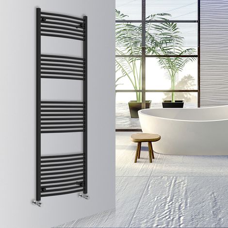 WarmeHaus Curved Bathroom Heated Towel Rail 1800x600mm Black