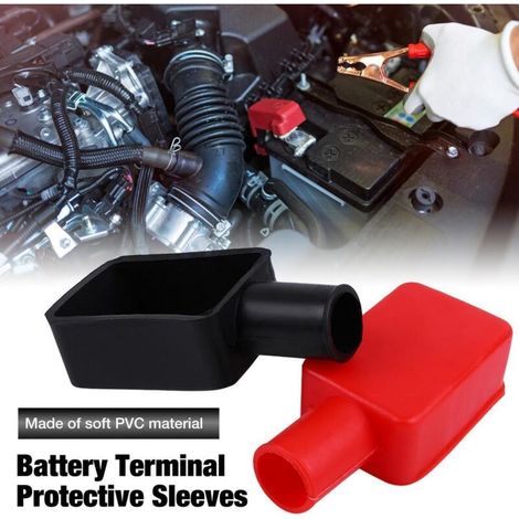 Protections en caoutchouc pour bornes positive et négative de batteries de voiture Protections rouges et noires pour bornes de batterie (paire)