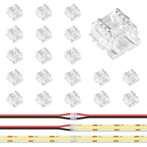 Connecteur Ruban LED 2 Pôles 8mm 20 Pièces sans Soudure (1/5)