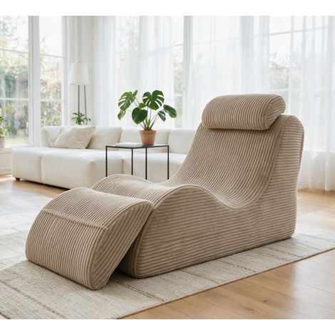 Fauteuil contemporain 1 place en velours, mousse à compression HR, coussin amovible et poche, structure 200kg, 160x66x79cm (1/5)