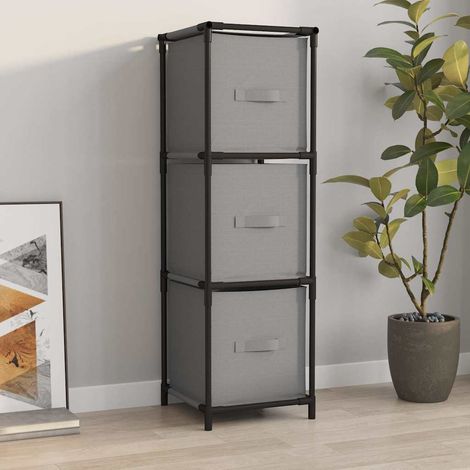 Armoire de rangement 3 tiroirs en tissu-Meuble de rangement Gris 34x34x101 cm Acier 273425 (1/5)