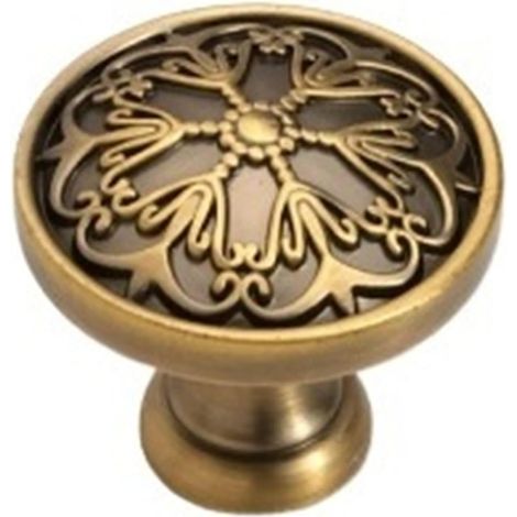 Poignées de meuble vintage françaises en bronze jaune, boutons (1/5)