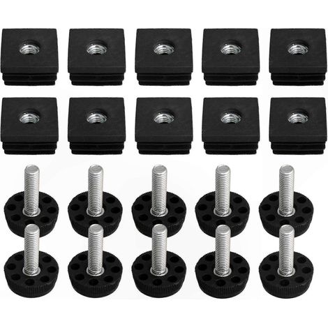 Lot de 10 pieds de meubles filetés M8, avec embouts carrés de 3 x 3 cm pour pieds de table (1/3)
