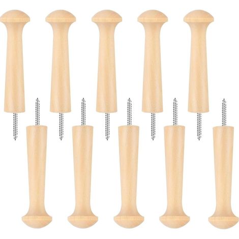 10 ganchos de pared de madera natural para colgar ropa, sombreros, llaves, bufandas y toallas. Perfectos para el dormitorio, el baño y la cocina. (1/4)