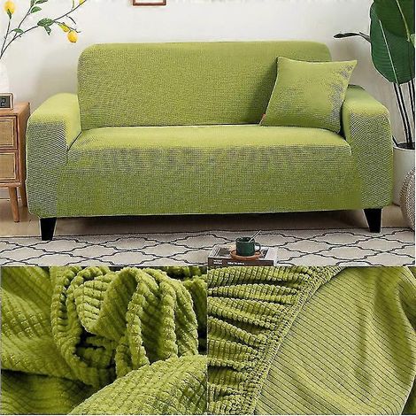 Housse de canapé épaisse, imprimée unie, pour salon, canapé d'angle, en forme de L (1/5)