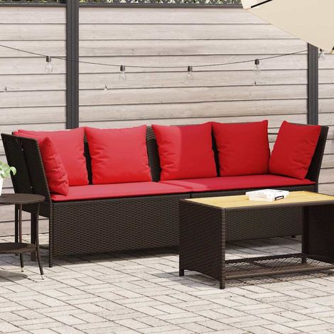 Gartensofa mit Kissen Braun Poly Rattan (1/5)