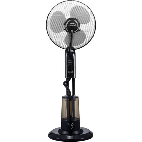 Ventilateur Brumisateur sur Pied avec Télécommande, Ventilateur Humidificateur Oscillant, 75 Watts, 3 Vitesses, 4 modes de ventilation, Mode Nuit, Minuterie, Diffusion de Brume, Noir (1/5)