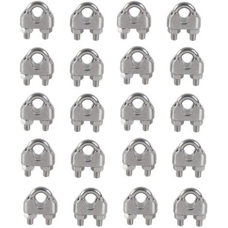 QORVA-Colliers de serrage M4 en forme de U, boulons et serre-câbles en acier inoxydable 304, pinces pour câbles métalliques, pour étendoir à linge extérieur (20 pièces)