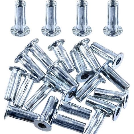 20pcs M6 Multi Socket Rivet Nuts Carbon Steel Metric White Zinc Coated Multi Grip Plus Nuts Rivets Kit Bulb Shank Flat Head Thread Insert Nut Construction Fastener (1/5)
