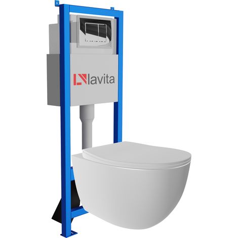Bâti-support Lavita LAV 101 à 40 cm + WC Mondo sans bord + plaque de commande LAV 200.1.2 chrome Kit complet WC (1/5)