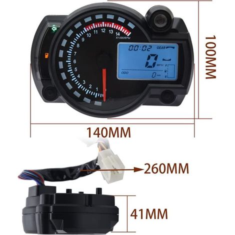 Digitaler Motorrad-Tachometer – Hintergrundbeleuchtetes LCD-Display – 7 einstellbare Farben – Geschwindigkeitssensor 0–299 km/h – Stoßfest (1/5)