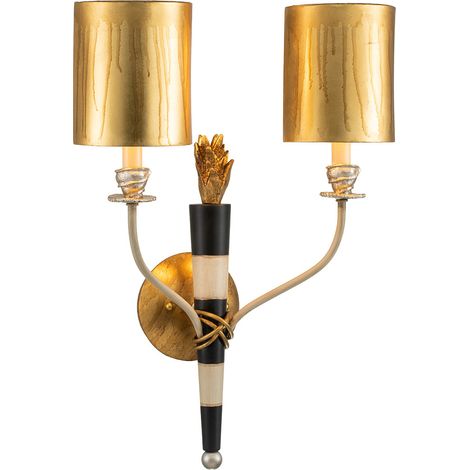 Applique murale Flambeau double torche 2xE14 or/noir (1/4)