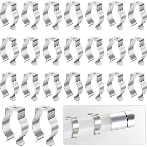 (Argent)Clip de Fixation de Lampe-28x23x9.8cm, 30Pcs Tube Fluorescent Support Lampe pour Fixer le Tube de la Lampe pour Éviter l'affaissement, Tube Fluorescent Support Convient aux Lampes T8 et Clip d (1/5)