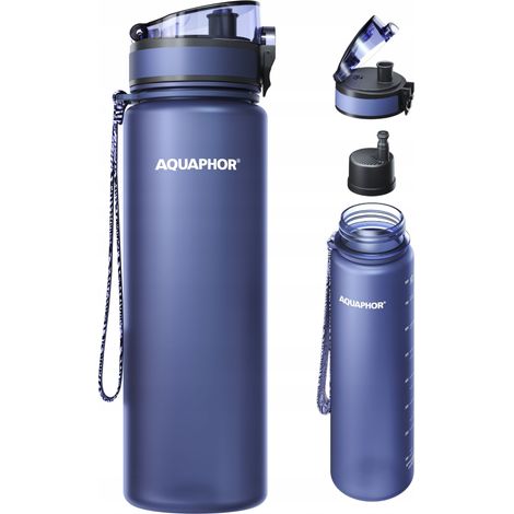 Botella de entrenamiento Aquaphor City grande con filtro de 800 ml, color azul marino. (1/5)