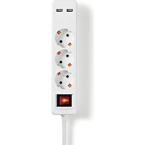 Conector de rama  Conector puesto a tierra / Tipo F (CEE 7/7)  3 vías  1,50 metros  3680 vatios  16 A  Tipo de puesta a tierra: Conector lateral  230 V CA 50/60 Hz  Ángulo del casquillo: 45° 