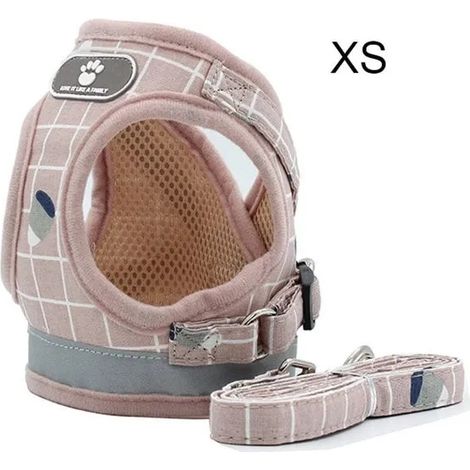 Harnais pour chien en maille rembourrée avec laisse, gilet réfléchissant pour animaux de compagnie en extérieur, pour petit chie (1/5)