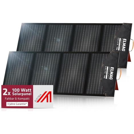 ELMAG Faltbares Solarpanel SOLAR 100 DUO - monokristallin 18VDC, 2x100Wp für tragbare Powerstations