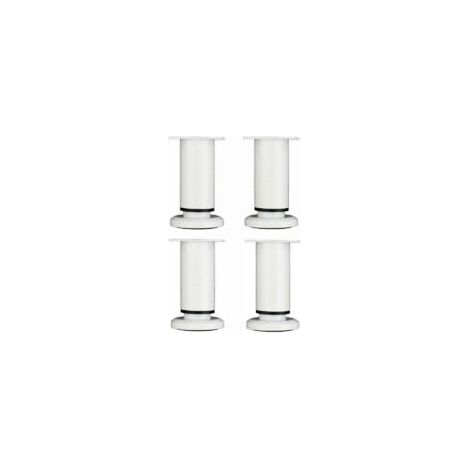 Set di 4 gambe regolabili per mobili, 12 cm, rotonde, in metallo bianco, per tavolo, divano, armadio, letto, con viti - Crezuo (1/4)