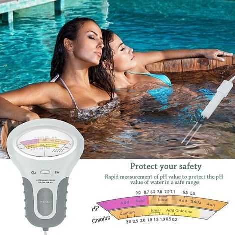 Bardusch Tester 2 in 1 per la qualità dell'acqua, tester digitale di pH e cloro, tester Cl2 portatile con ampio schermo per piscine e spa, analizzatore di qualità dell'acqua (1/4)