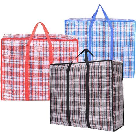 Lot de 3 Sac de Rangement, Grands Sac Pliables Rangement Vêtements Grande Capacité Sacs de Déménagement avec Fermeture Zippée et Poignées pour les Déménagements, le Linge, les Courses (68 50 24) (1/5)