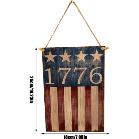 Pendentif En Bois - Décoration Murale 4 Juillet - Ornements Patriotiques Pour Fête Nationale - Lot De 3 (1/5)