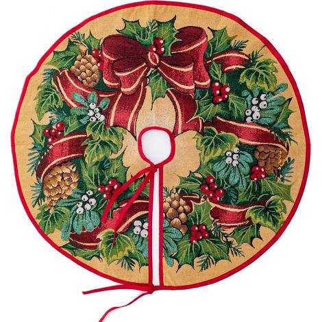 Couvre-pied de sapin de Noël rétro en polyester 130cm (1/4)
