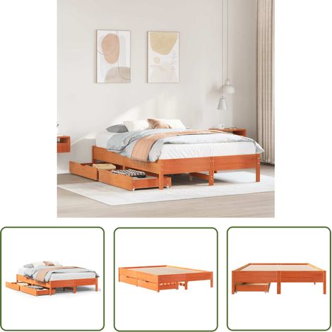 vidaXL Cadre de lit sans matelas cire marron 160x200cm bois pin massif (1/5)
