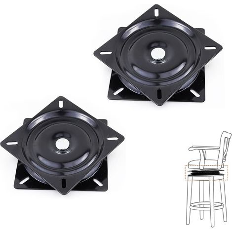2 Pièces Roulement Table Rotative, Roulement de Table Rotative, Plaque Tournante à Billes d'Acier, Plateau Carré Rotation 360°, Plaque Pivotante Métal, pour Meubles, Armoires, 6 Pouces, Noir (1/5)